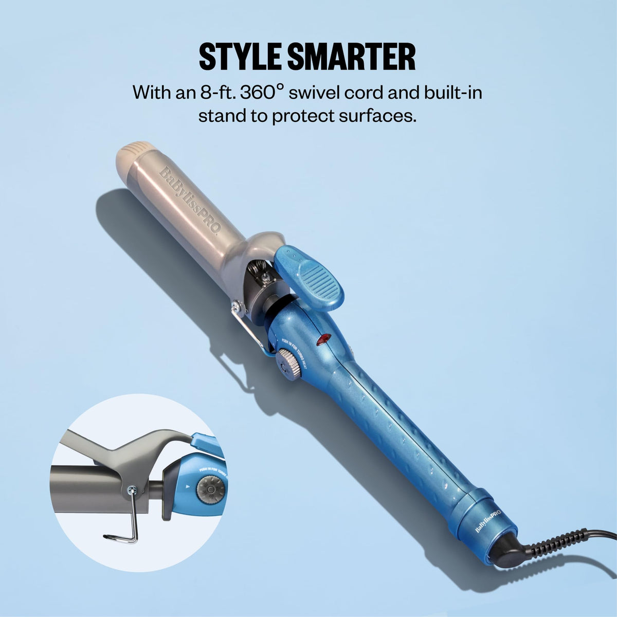 Fer à friser BaBylissPRO avec réglage de chaleur visible