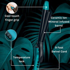 Fer à friser BIO IONIC 1" en action sur cheveux longs