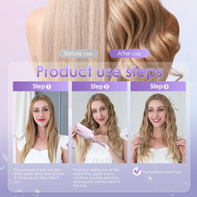 Fer à friser NOVUS 1,25 pouces en utilisation avec cheveux ondulés