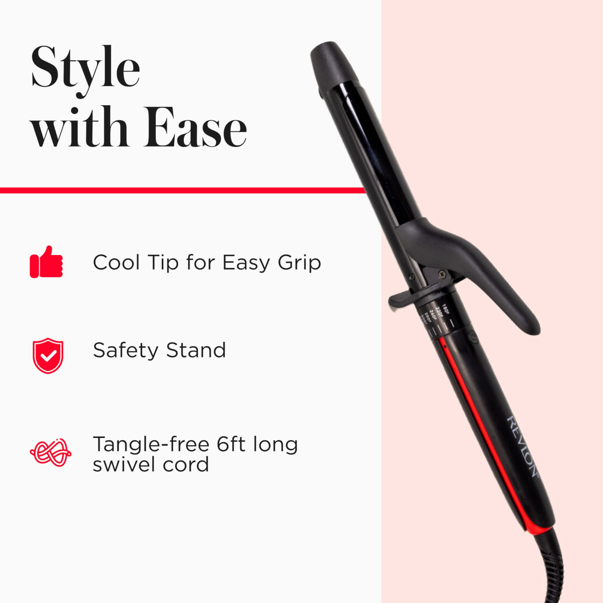 Fer à friser REVLON avec bouton marche/arrêt accessible
