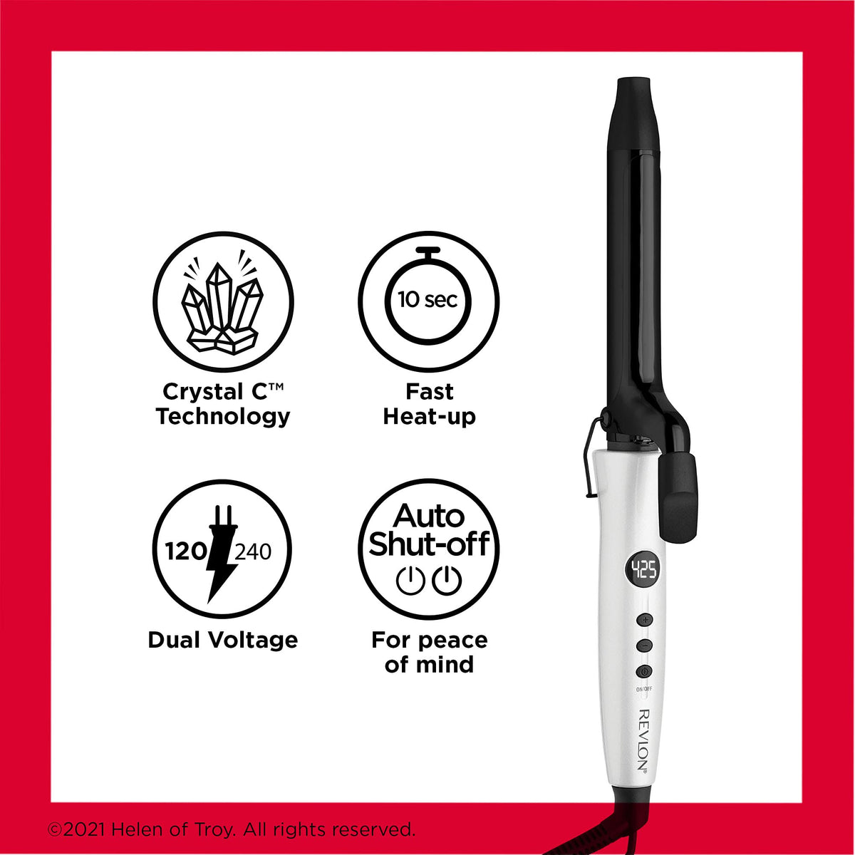 Fer à friser REVLON Crystal C en utilisation pour des boucles