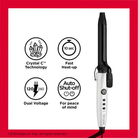 Fer à friser REVLON Crystal C en utilisation pour des boucles