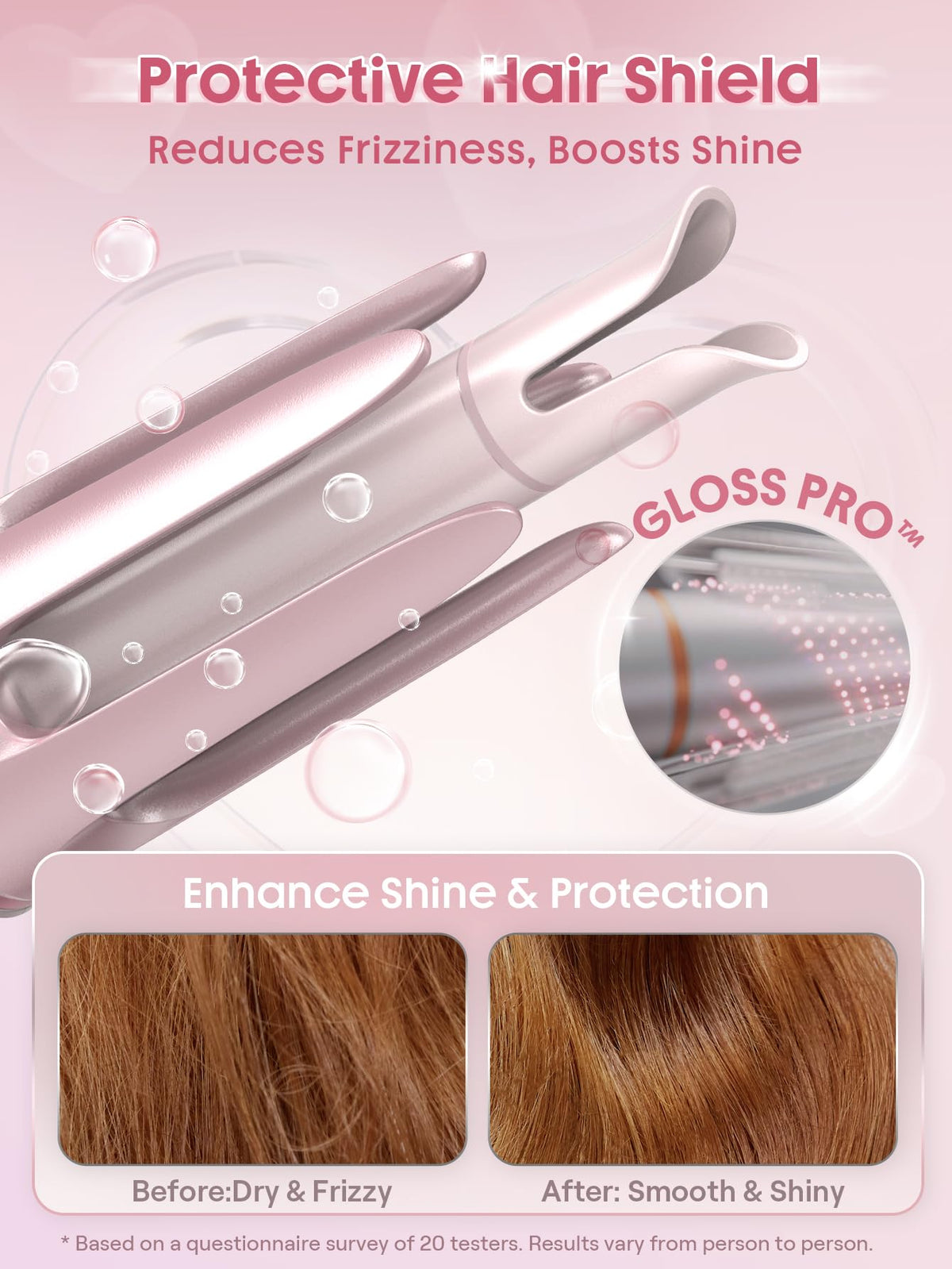 Fer à friser SHEGLAM en utilisation sur cheveux