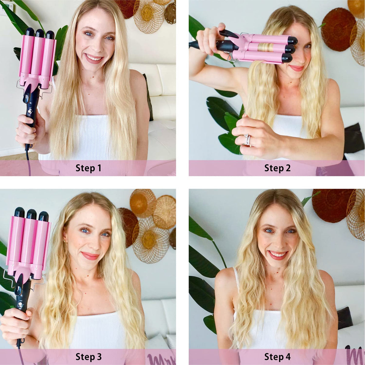 Fer à friser TOP4EVER sur une coiffeuse