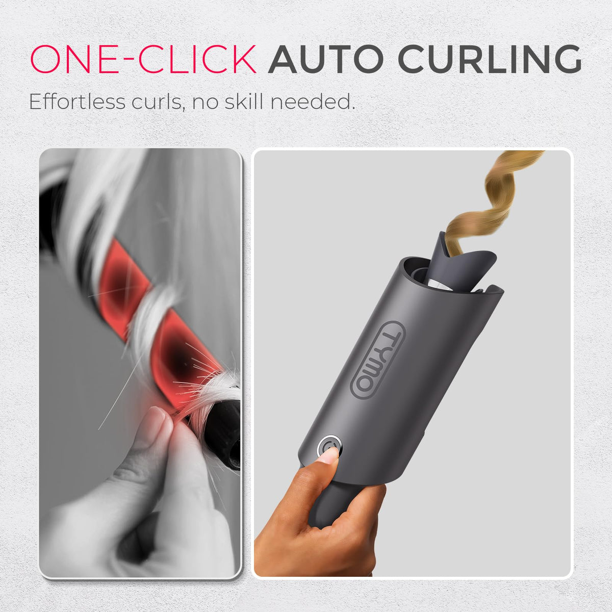 Fer à friser TYMO avec câble rotatif et bouton de contrôle