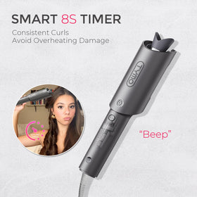 Fer à friser TYMO utilisé sur des cheveux longs