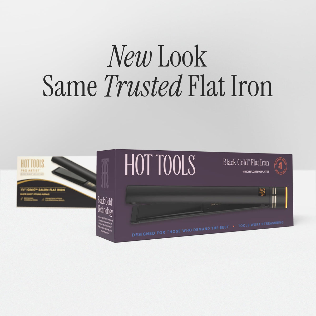 Fer à lisser HOT TOOLS 1 pouce Noir Or en position de rangement