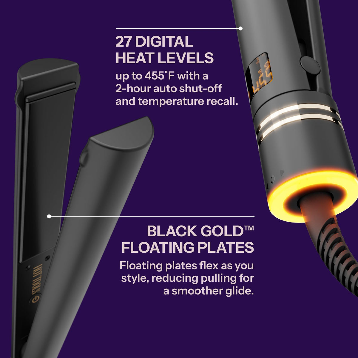 Fer à lisser HOT TOOLS en utilisation pour boucles