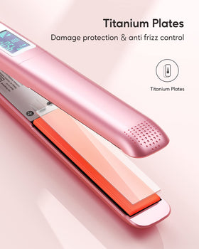 Fer à lisser wavytalk rose gold en usage sur des cheveux longs