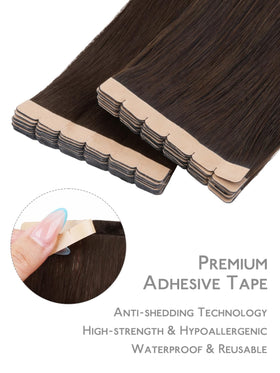 Fermeture des extensions de cheveux mini tape Wennalife montrant l'adhésif