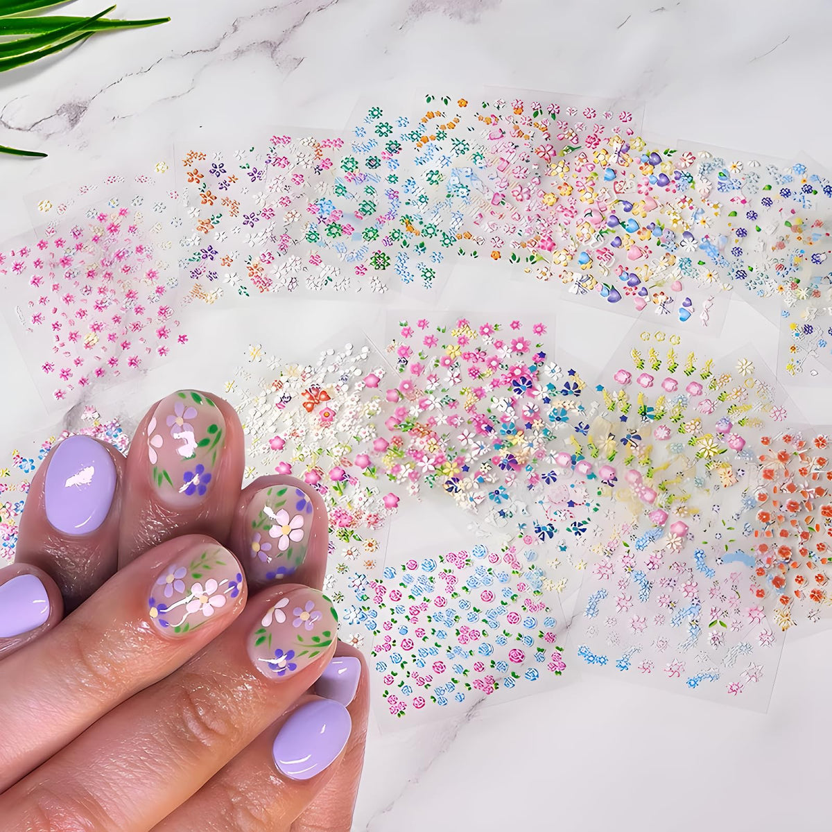 Feuille d'autocollants d'ongles SPLOCUDU à motifs de fleurs