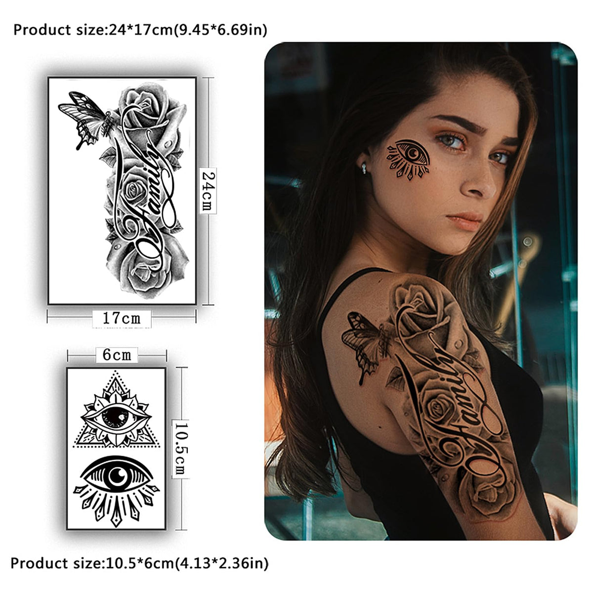 Feuille de tatouages temporaires Yazhiji avec motifs différents