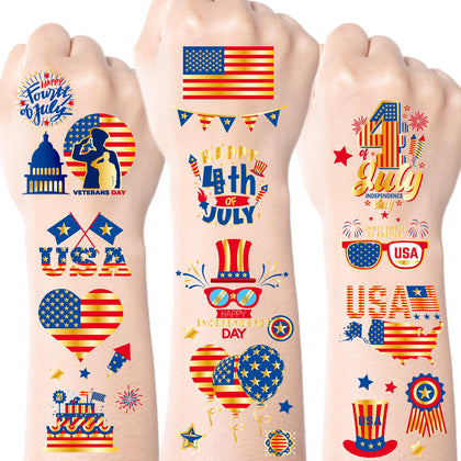 Feuilles de tatouages temporaires JCFIRE avec motifs patriotiques