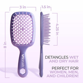 FHI Heat UNbrush brosse démêlante lavande en utilisation sur cheveux mouillés