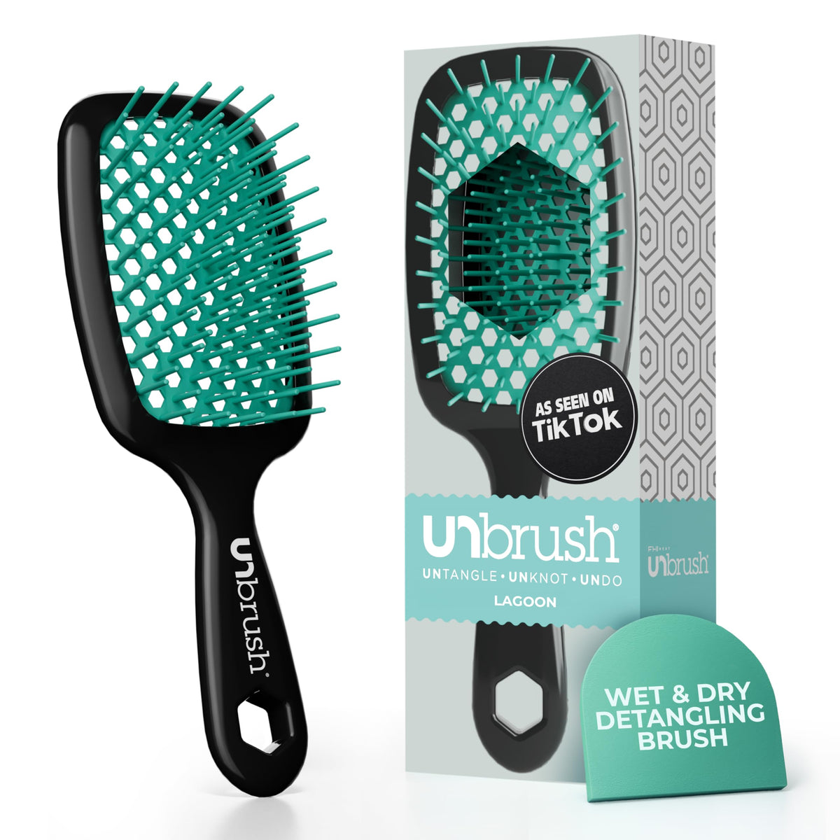 FHI Heat UNbrush brosse démêlante vue avant couleur lagoon