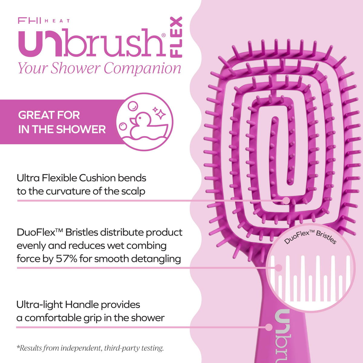 FHI Heat UNbrush Flex brosse démêlante en utilisation sous la douche
