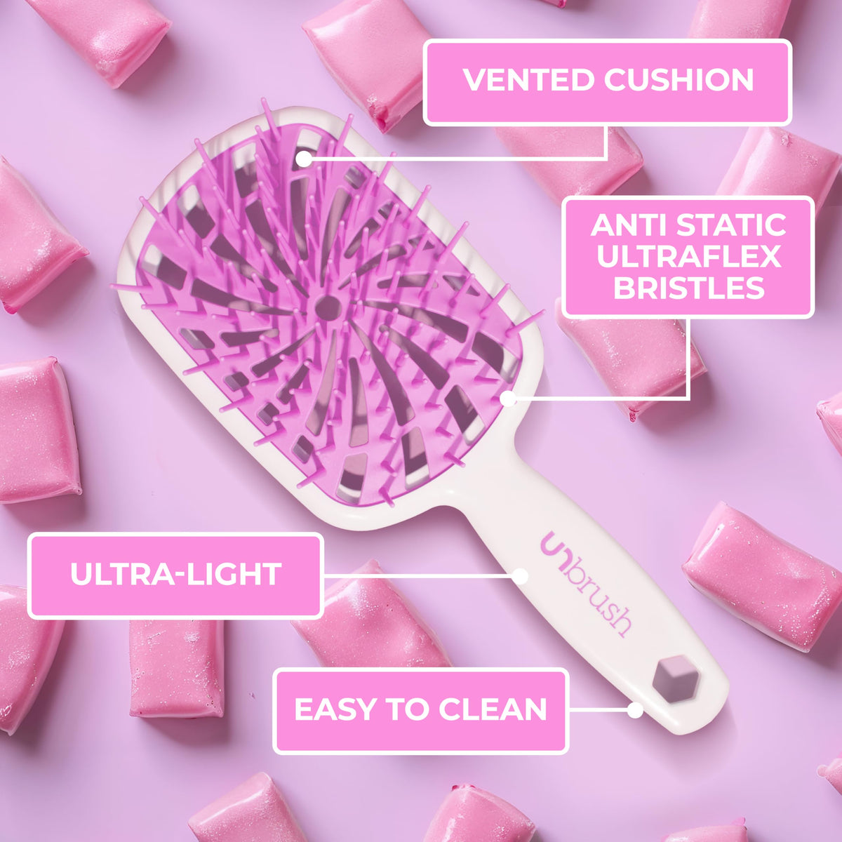 FHI Heat UNbrush Plus brosse démêlante en situation dans une salle de bain