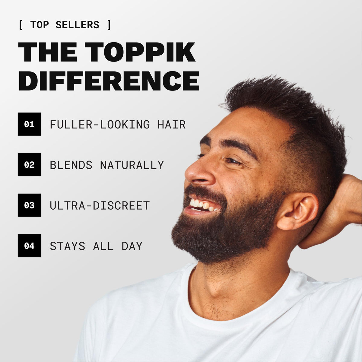 Fibres Toppik sur cheveux avant et après