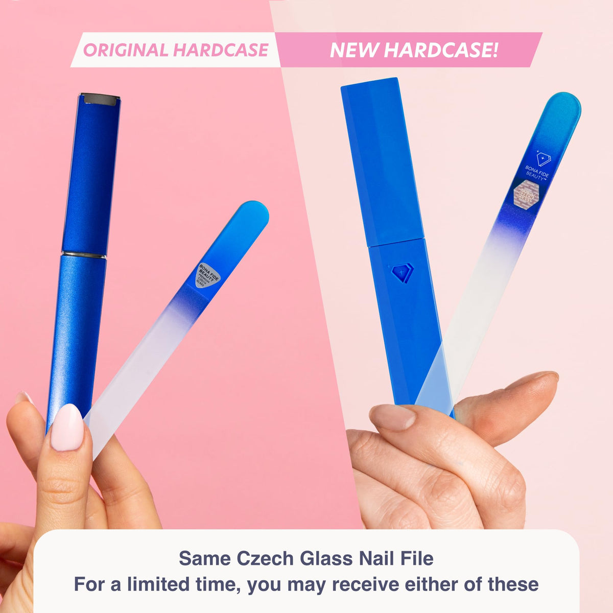 Fichier à ongles en verre BONA FIDE BEAUTY avec étui bleu