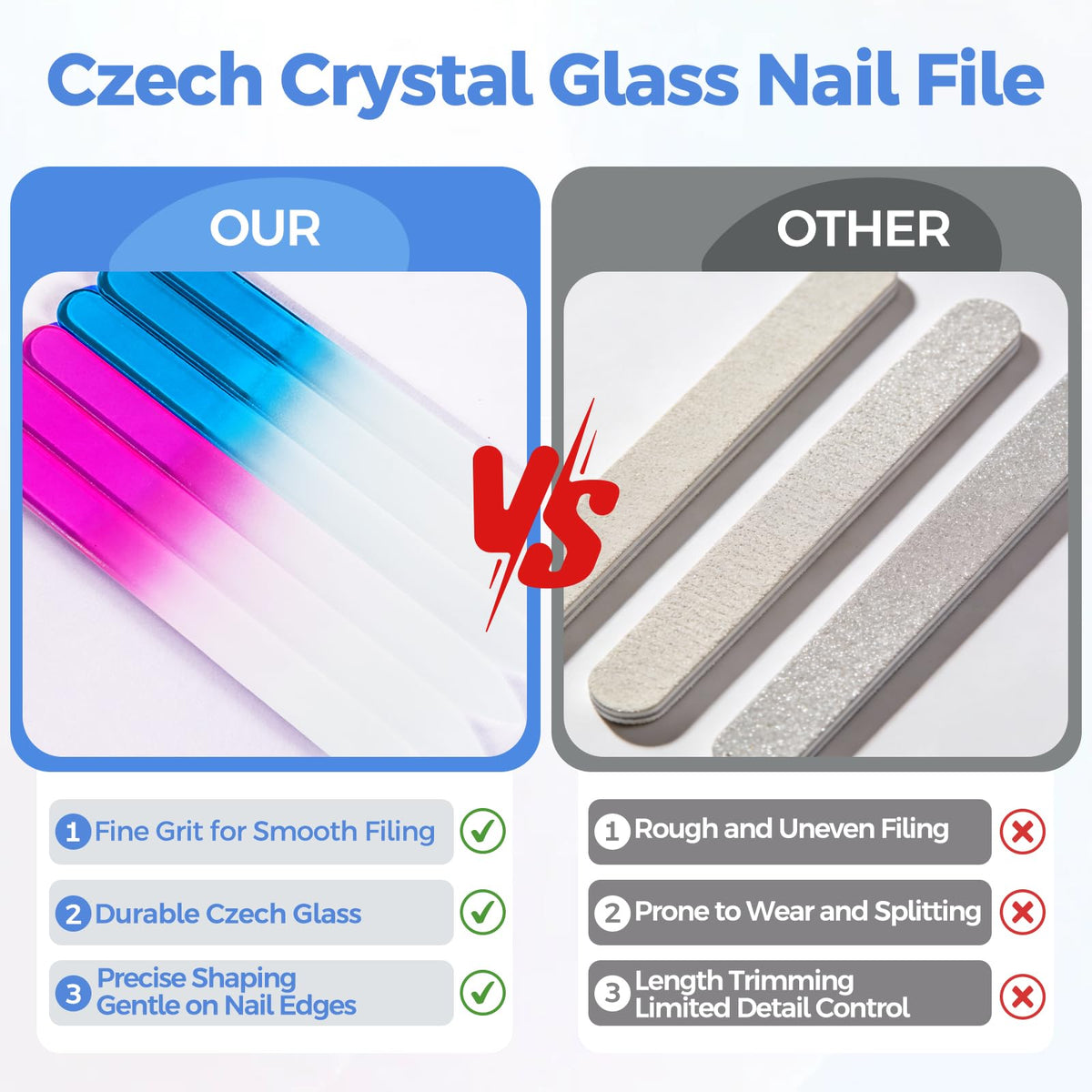 Fichier à ongles en verre SIUSIO, gros plan sur la surface émaillée