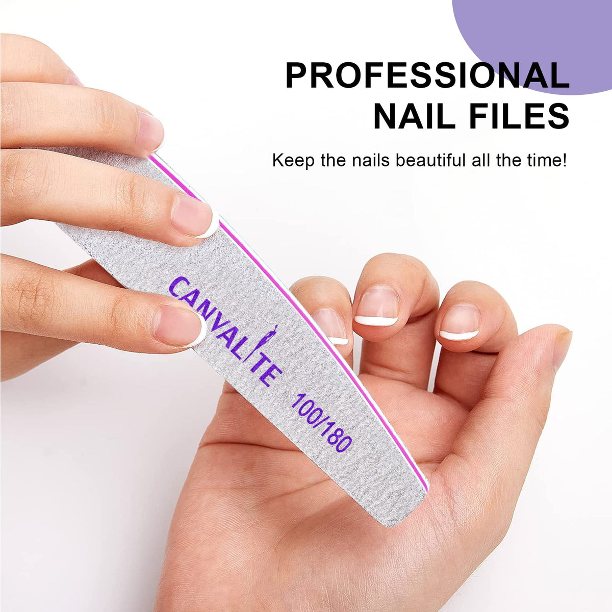 Fichiers à ongles CANVALITE à côté d'outils de manucure
