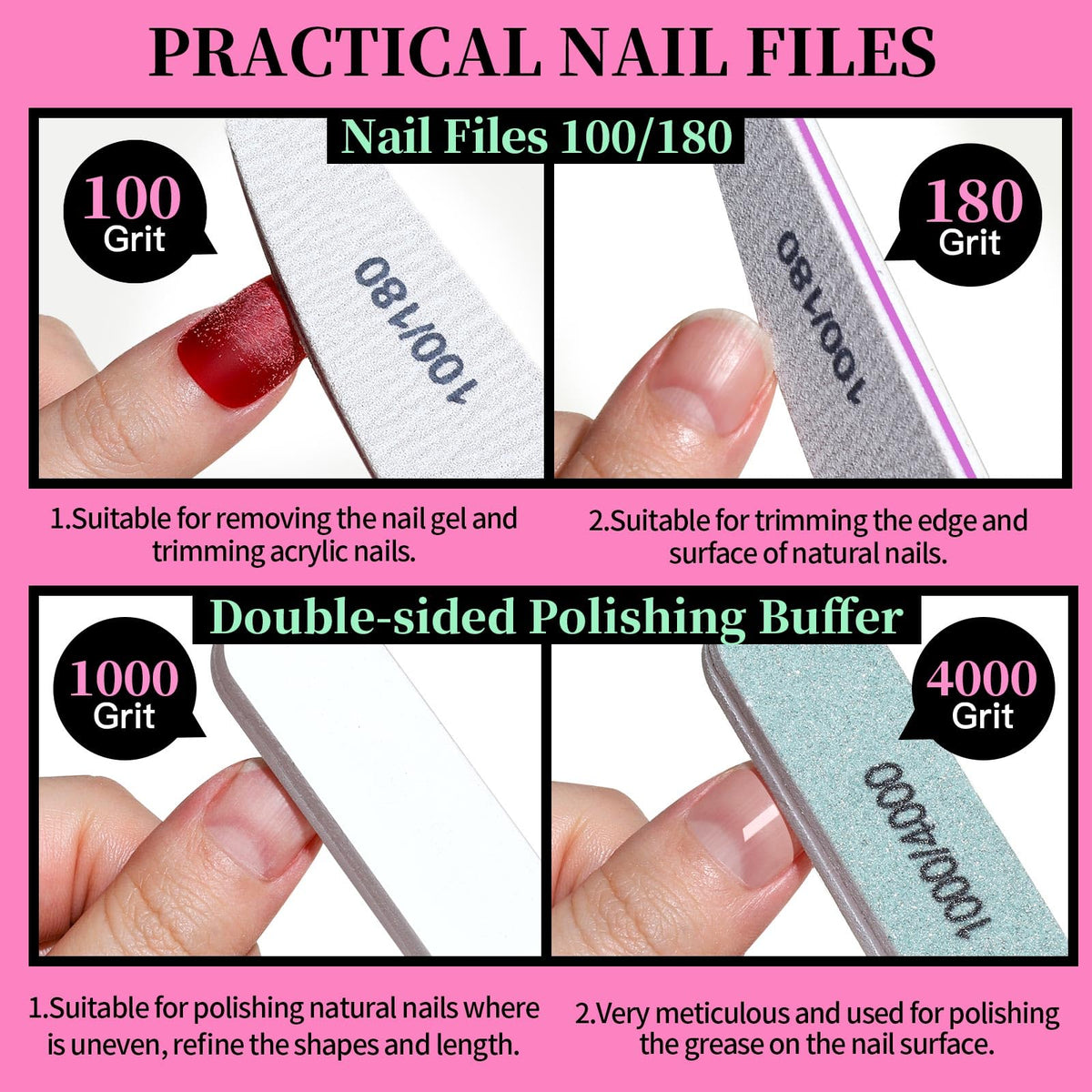 Fichiers à ongles Fandamei 100/180 dans le kit de soins