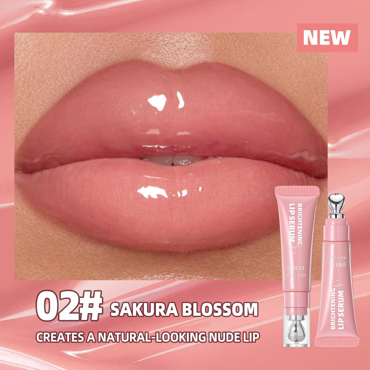 Fini glossy du Sérum à Lèvres URQT en rose cerisier