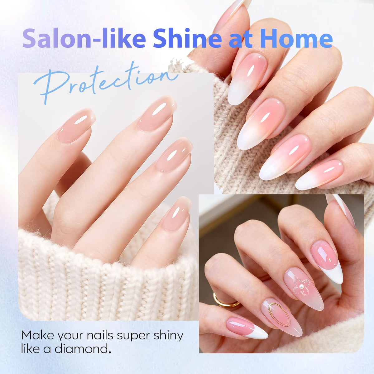 Finition brillante du Gel Top Coat AZUREBEAUTY sur des ongles