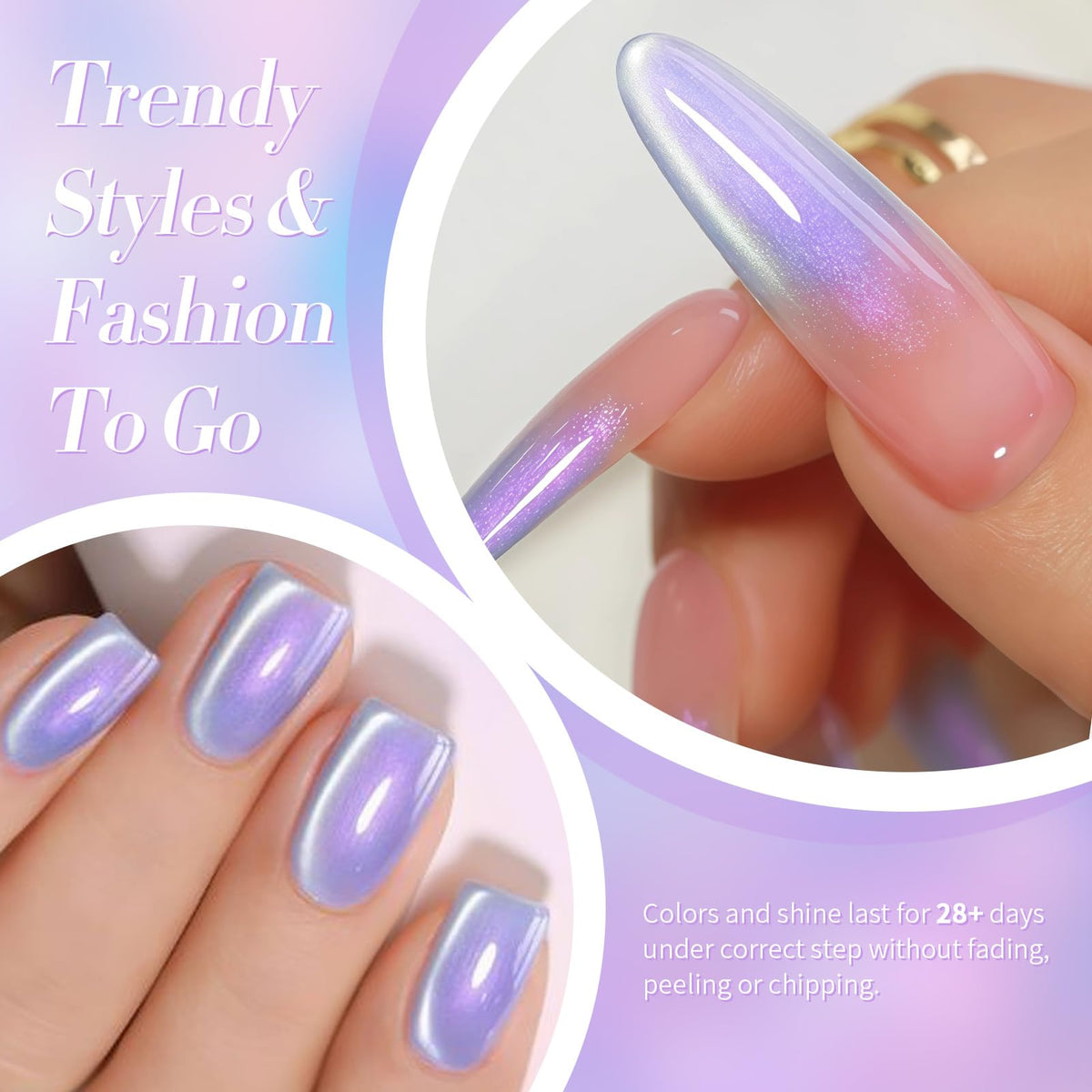 Finition brillante du vernis gel magnétique sur des ongles