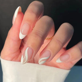 FJSMTOPl faux ongles presse ensemble de 24 pièces avec design French Tip
