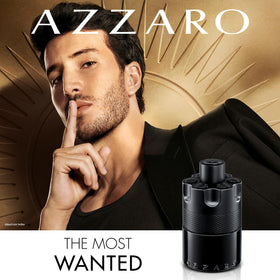 Flacon Azzaro The Most Wanted avec arrière-plan élégant