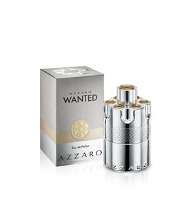 Flacon Azzaro Wanted Eau de Parfum 100ml vue avant avec détails argentés et dorés