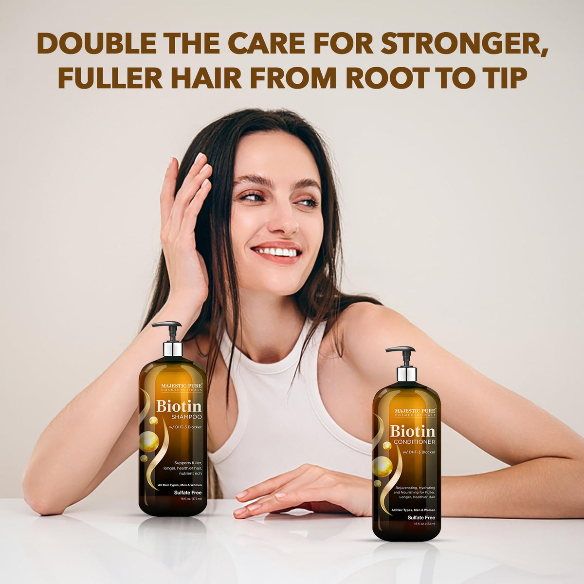 Flacon d'après-shampooing Biotin Majestic Pure 480ml vue de face