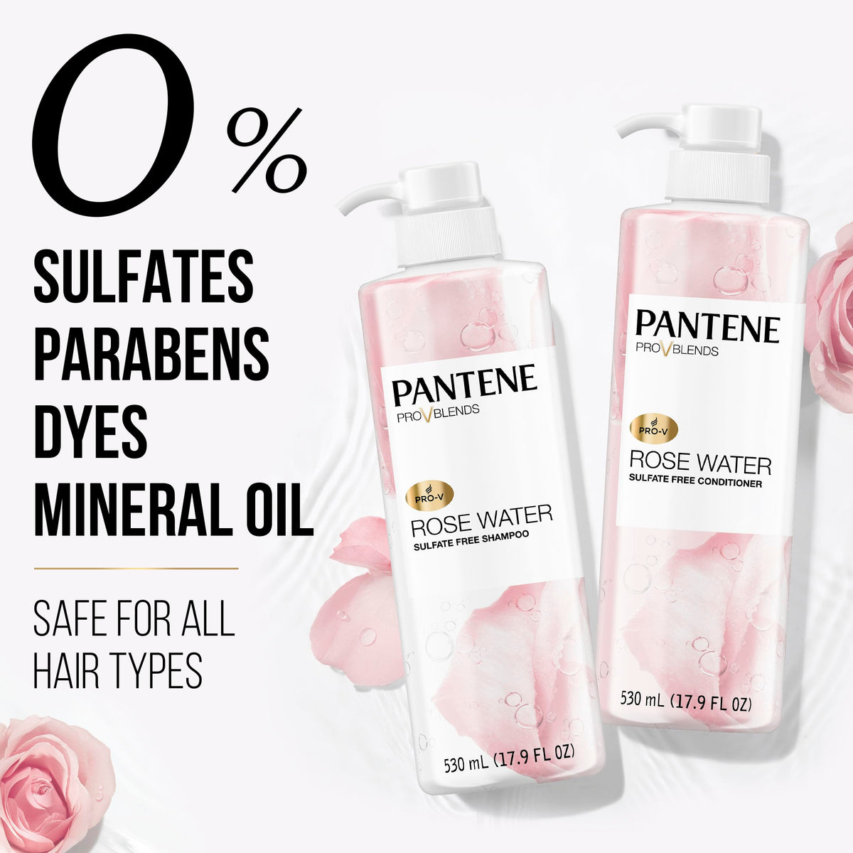 Flacon d'après-shampooing Pantene 17,9 oz vue de côté