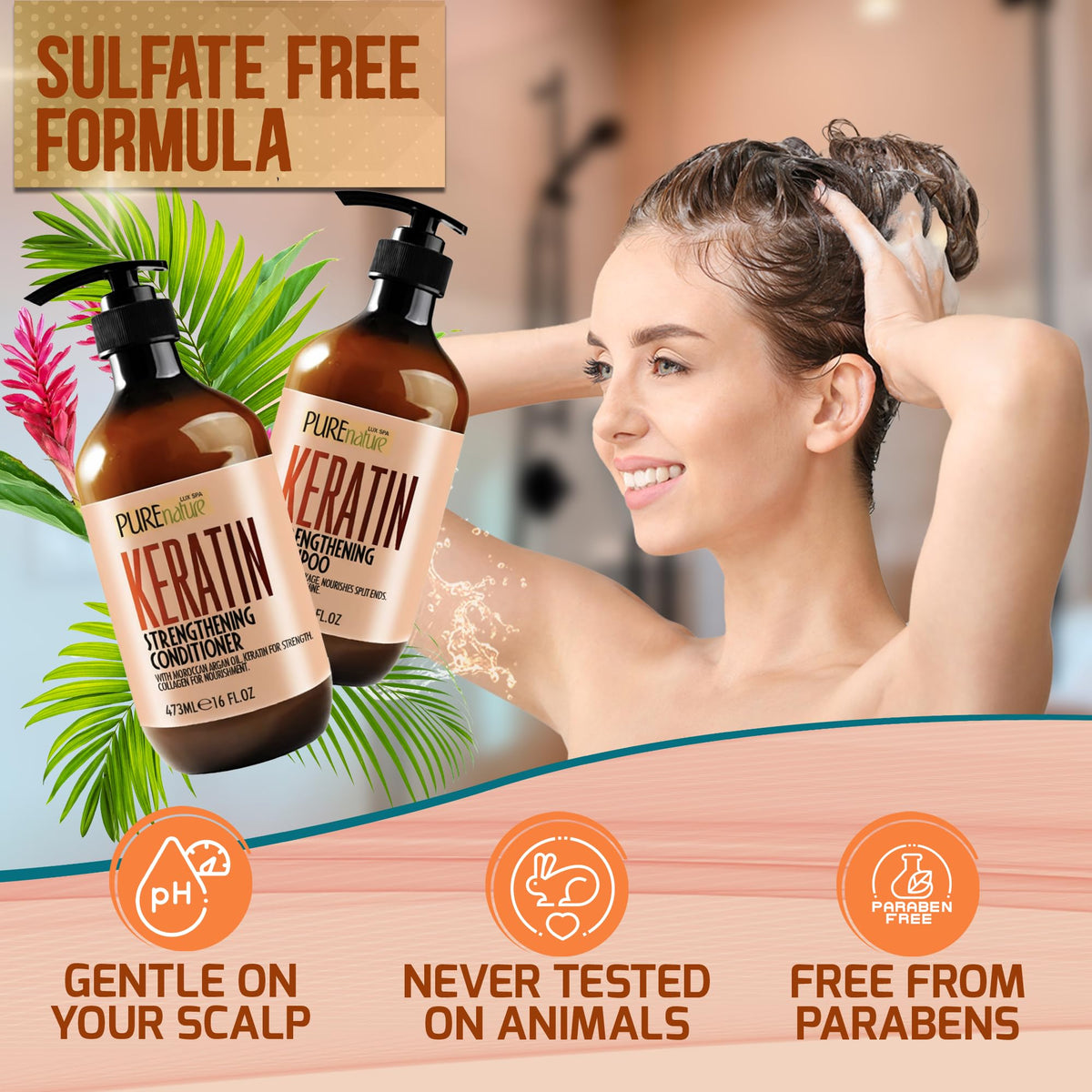 Flacon d'après-shampooing Pure Nature Lux Spa avec huile d'argan
