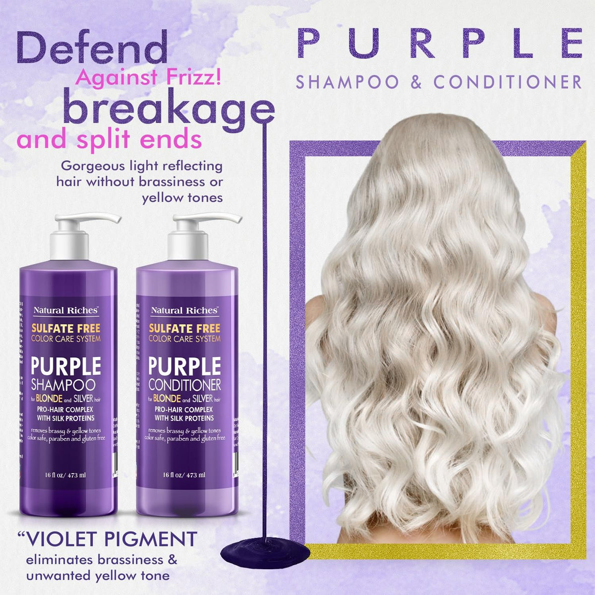 Flacon d'Après-Shampooing Violet Natural Riches 16 Fl Oz