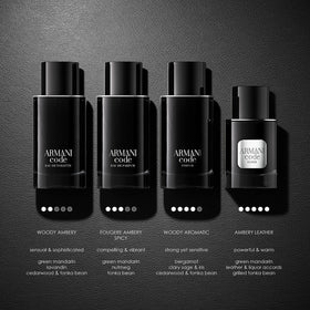 Flacon d'Armani Code Eau de Parfum pour homme posé sur une surface élégante