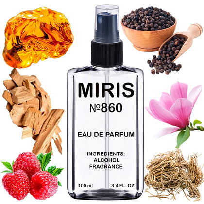 Flacon d'Eau de Parfum MIRIS 100 ml vue avant avec design floral
