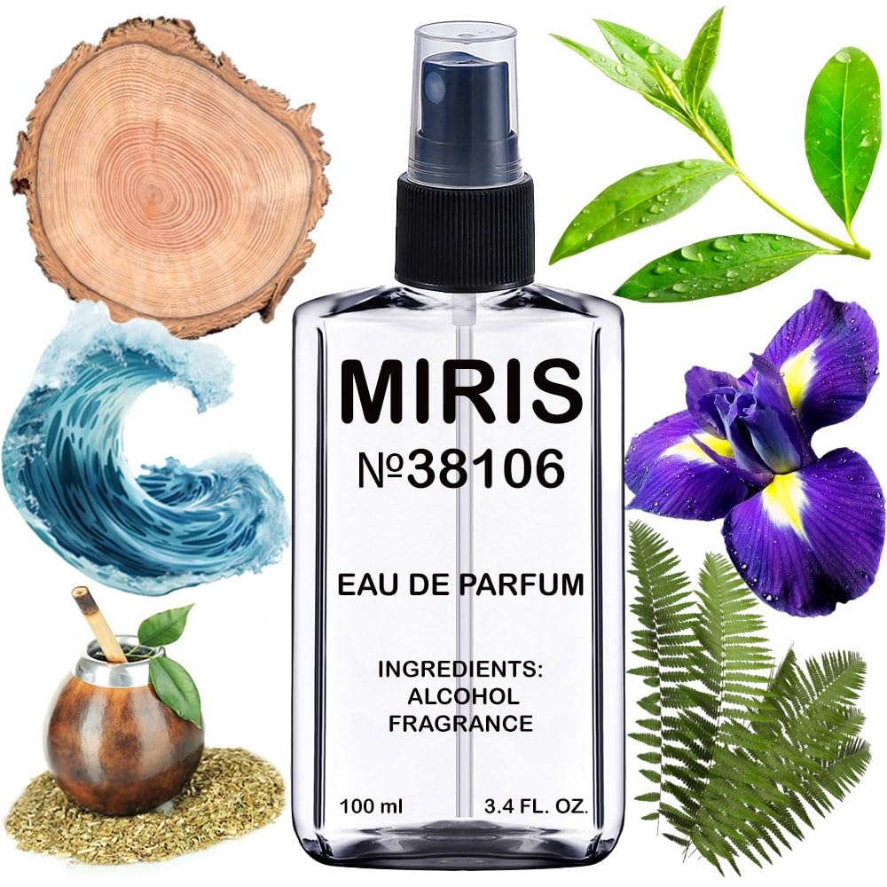 Flacon d'Eau de Parfum MIRIS 100 ml vue avant avec étiquette colorée