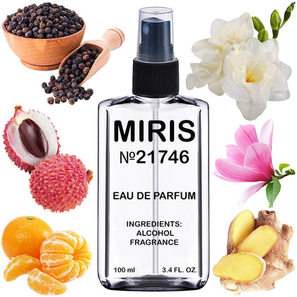 Flacon d'Eau de Parfum MIRIS 100 ml vue avant avec étiquette florale