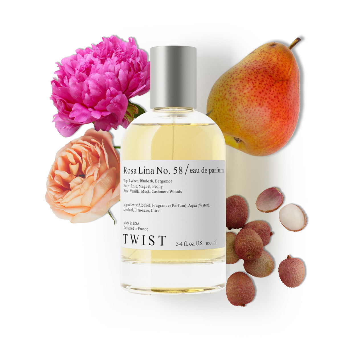 Flacon d'Eau de Parfum Rosa Lina No. 58 pour Femme, vue de face