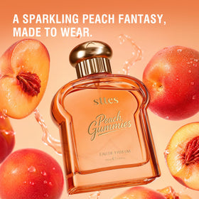 Flacon d'Eau de Parfum Sttes Peach Gummies 100ml sur un fond coloré