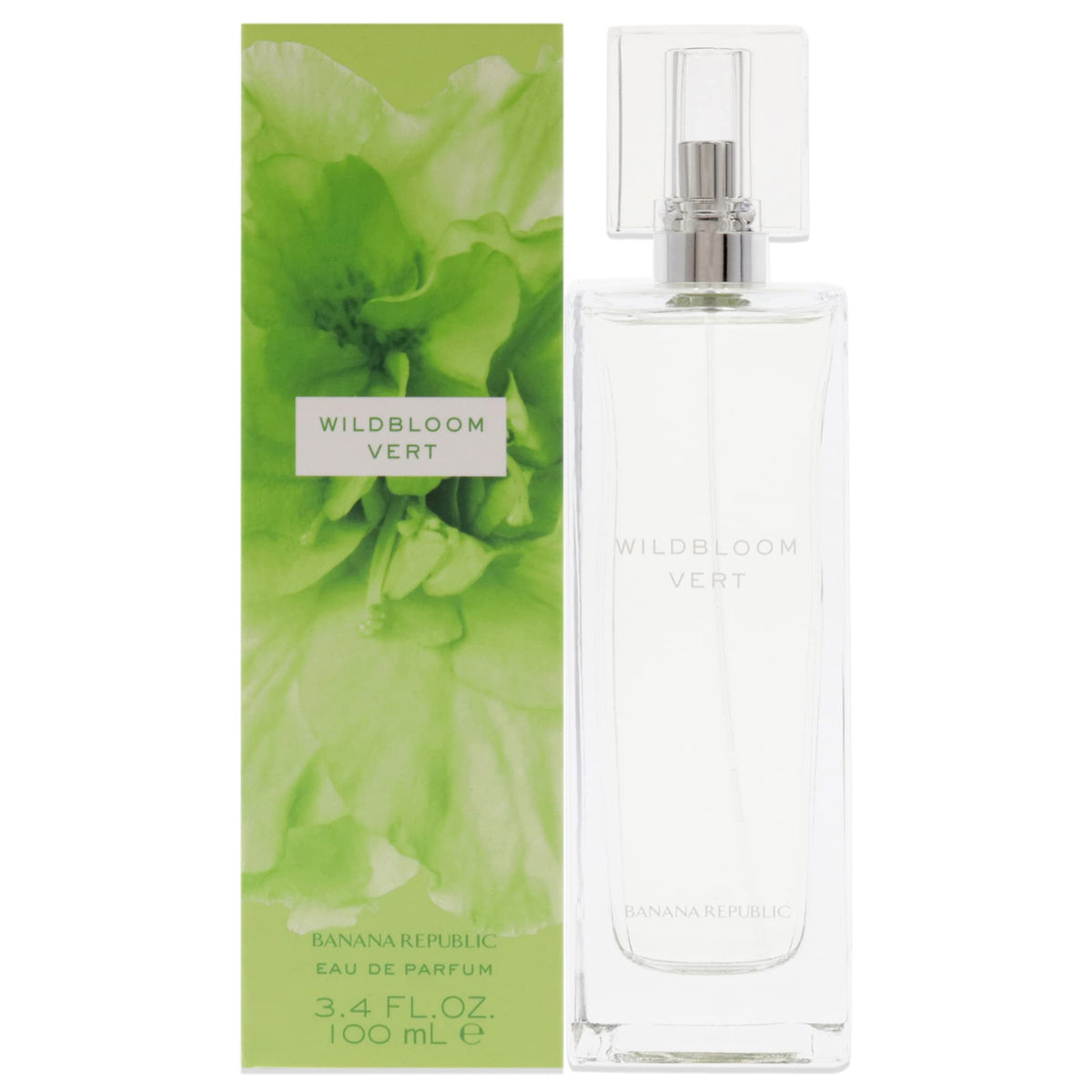 Flacon d'Eau de Parfum Wildbloom Vert de BANANA REPUBLIC, 100 ml, vue de face