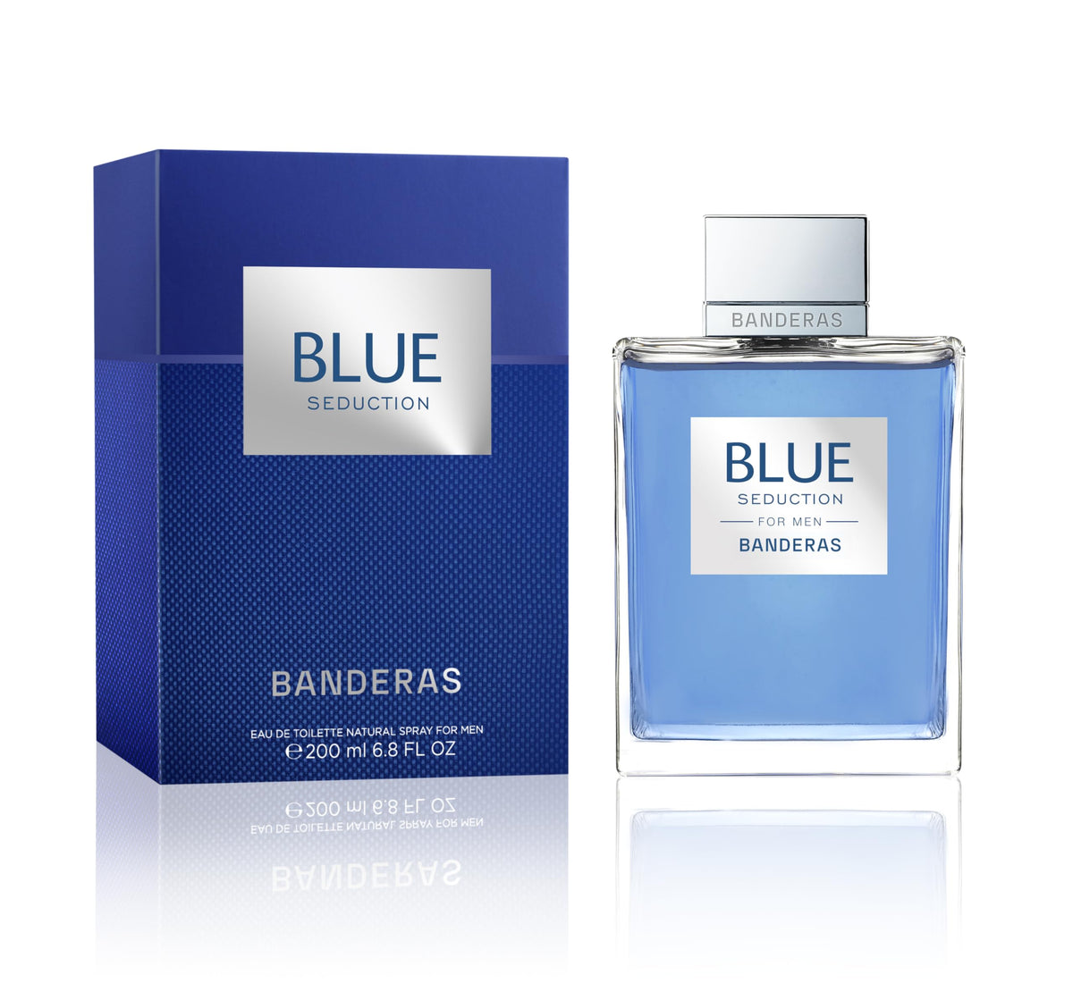 Flacon d'Eau de Toilette Blue Seduction Antonio Banderas 200 ml vue de face