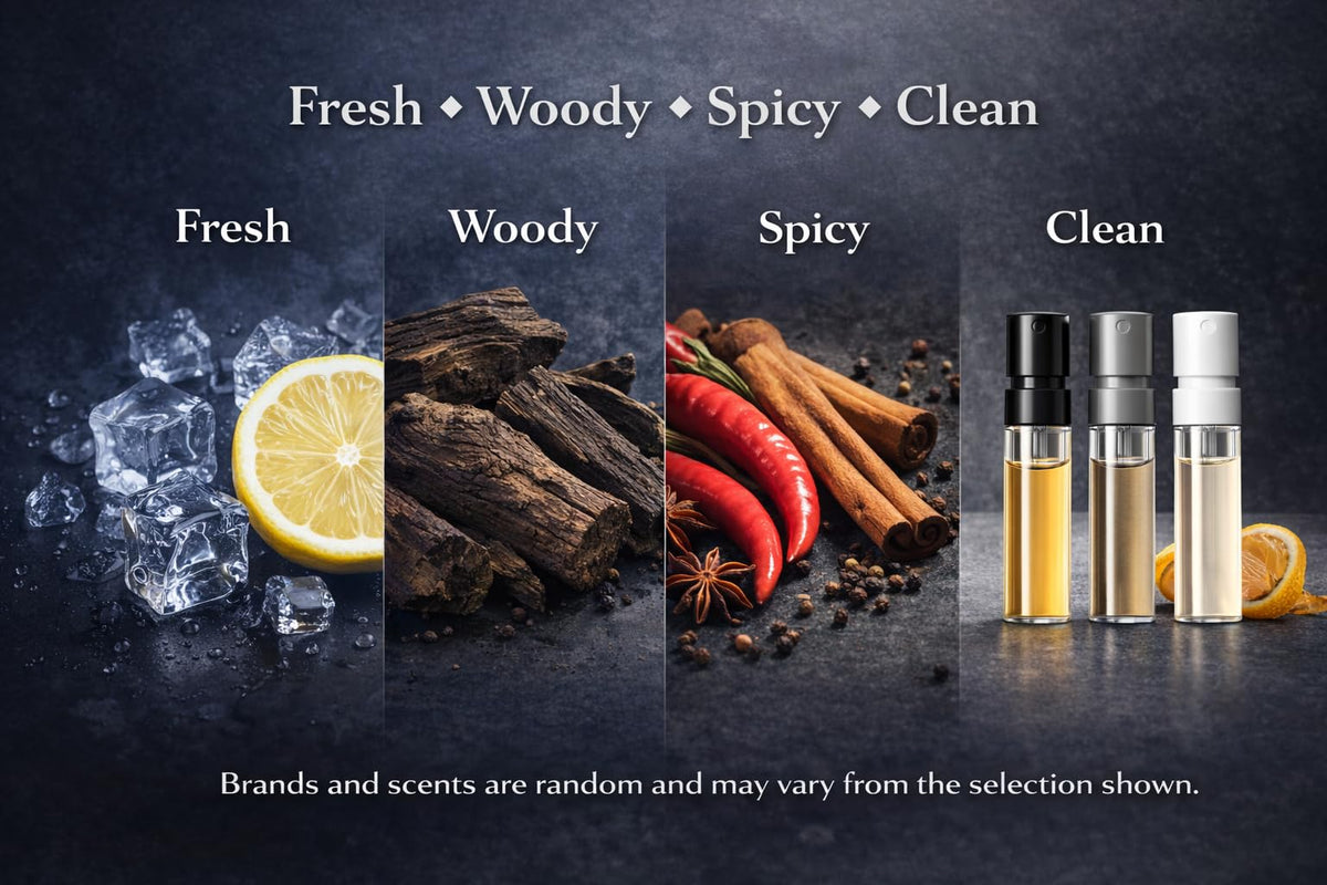 Flacon d'échantillon de parfum avec étiquette SAMPLE NOT FOR SALE