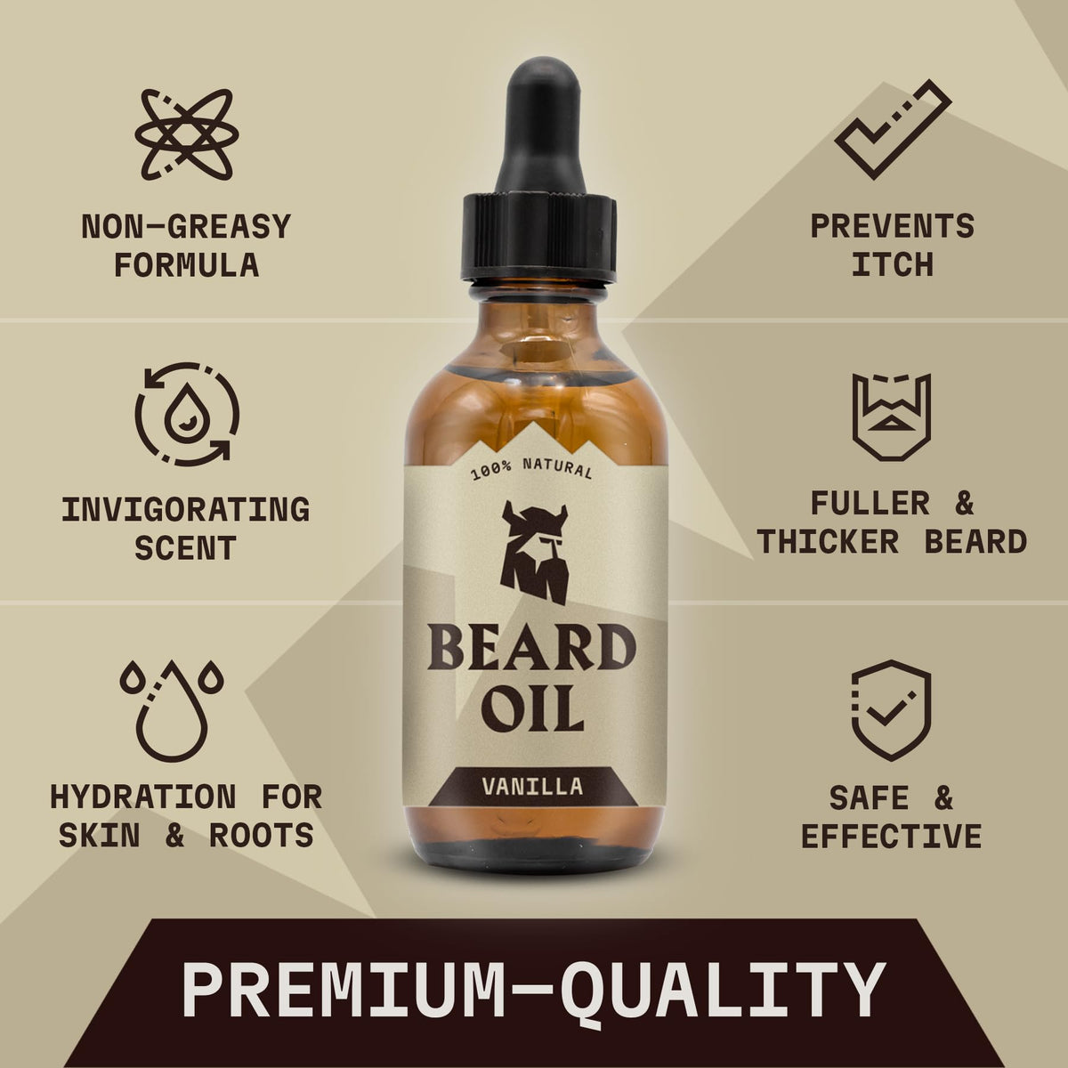 Flacon d'huile à barbe Vanille Striking Viking 60 ml vue de dos