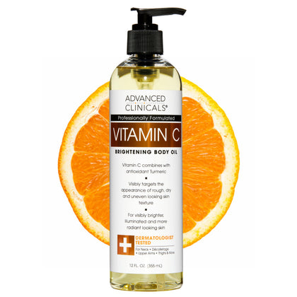 Flacon d'huile corporelle éclaircissante Vitamine C Advanced Clinicals 355ml