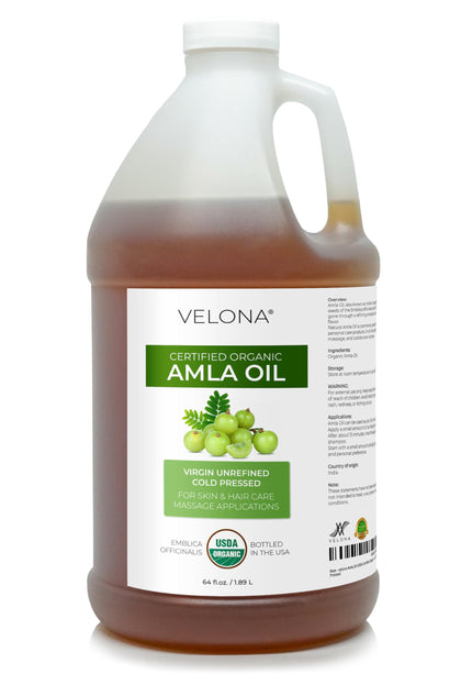 Flacon d'huile d'Amla bio velona de 64 fl oz avec étiquette
