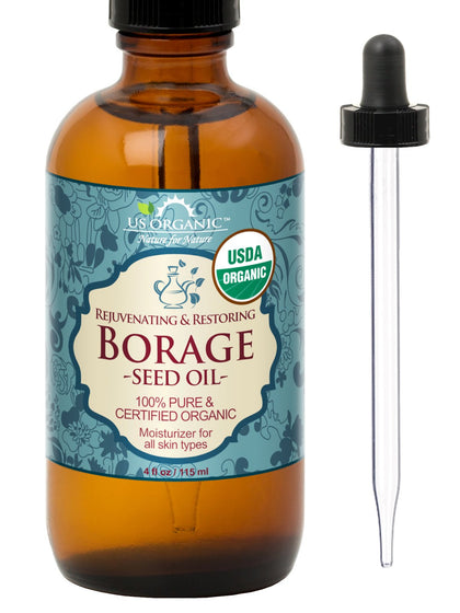 Flacon d'huile de bourrache US Organic 115 ml avec compte-gouttes
