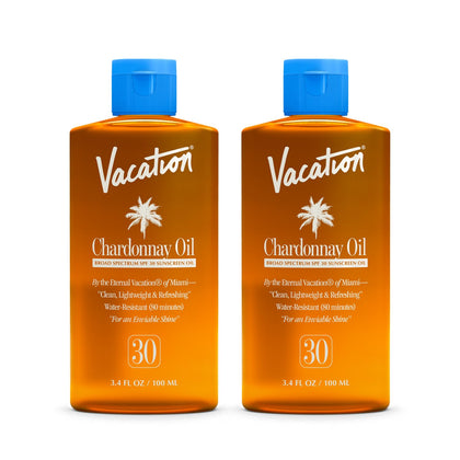Flacon d'huile de Chardonnay VACATION SPF 30 vue de face
